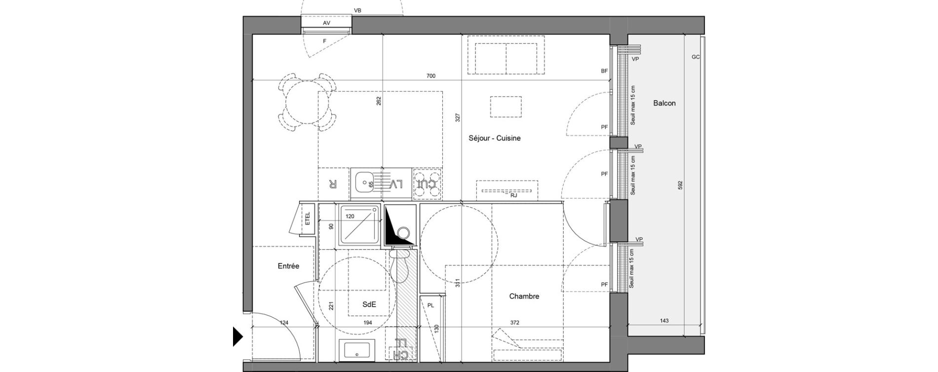 Appartement T2 de 43,48 m2 &agrave; Senlis Centre ville