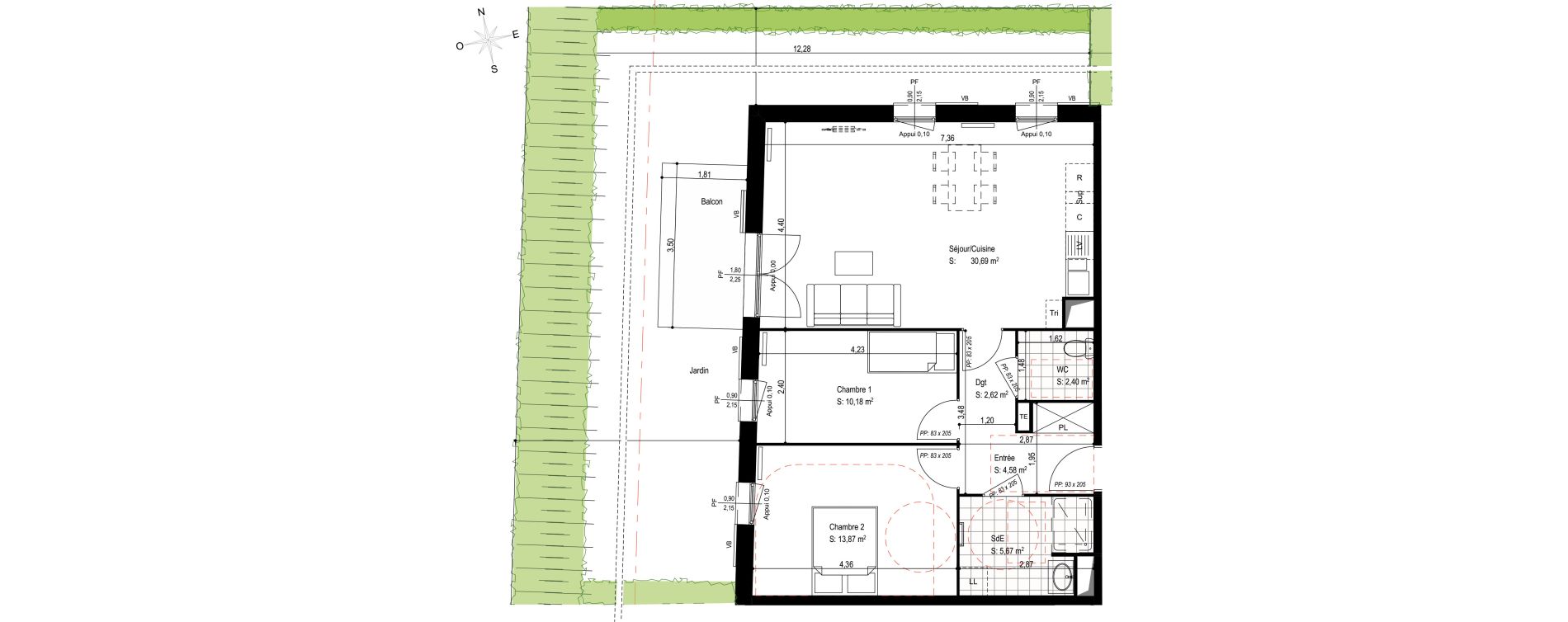 Appartement T3 de 70,01 m2 &agrave; Senlis Villevert