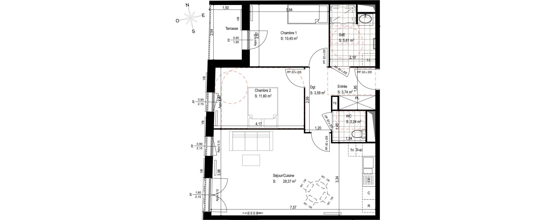Appartement T3 de 65,60 m2 &agrave; Senlis Villevert