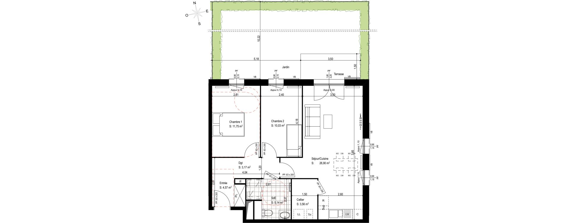 Appartement T3 de 65,12 m2 &agrave; Senlis Villevert