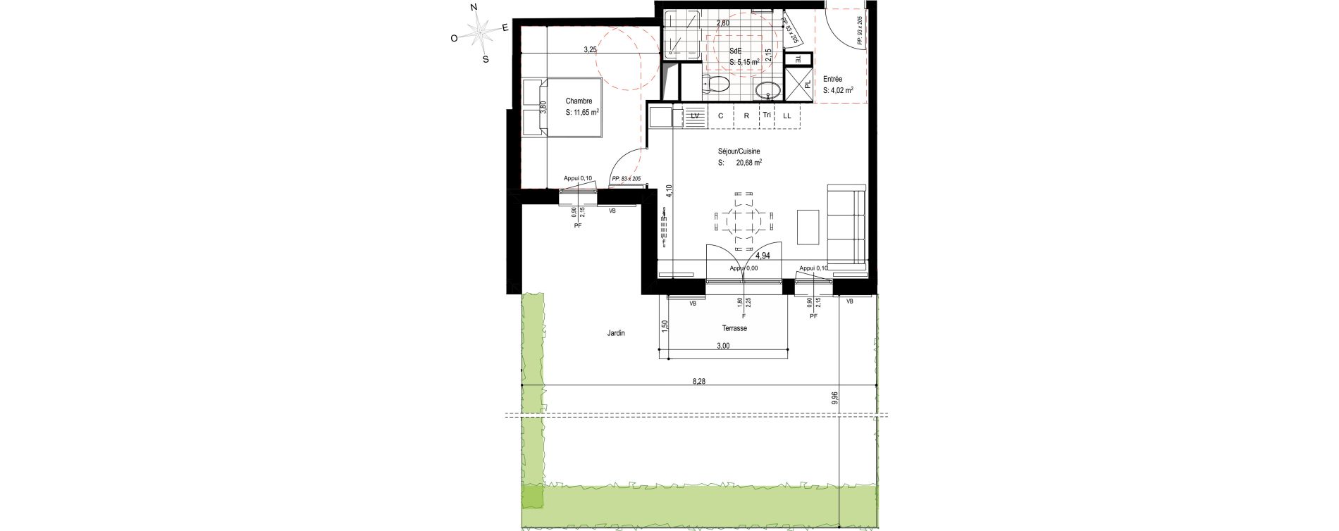 Appartement T2 de 41,50 m2 &agrave; Senlis Villevert