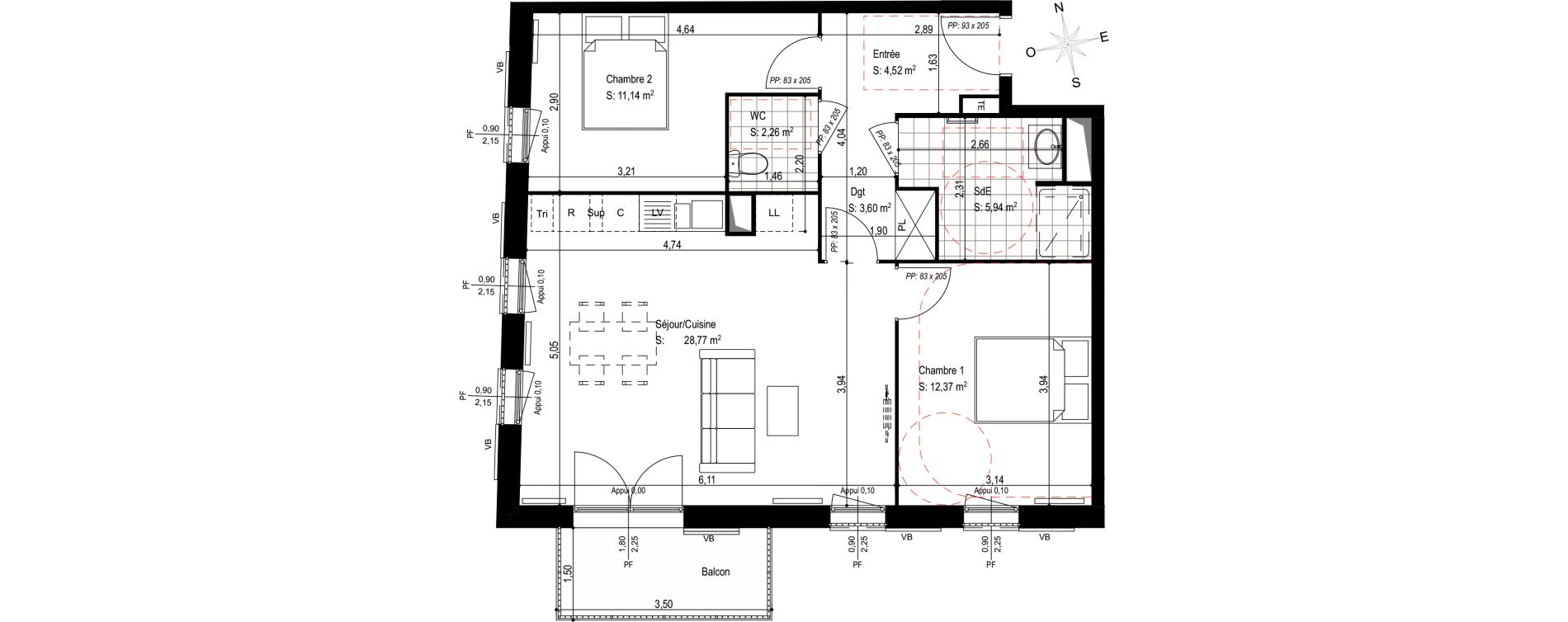 Appartement T3 de 68,60 m2 &agrave; Senlis Villevert