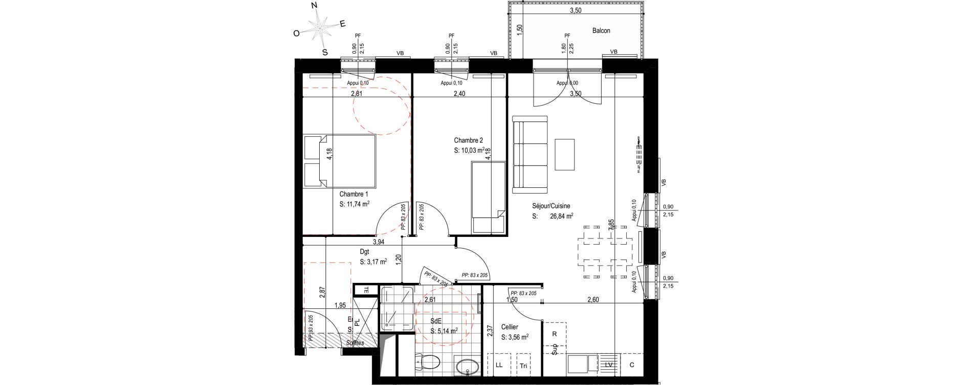 Appartement T3 de 65,06 m2 &agrave; Senlis Villevert