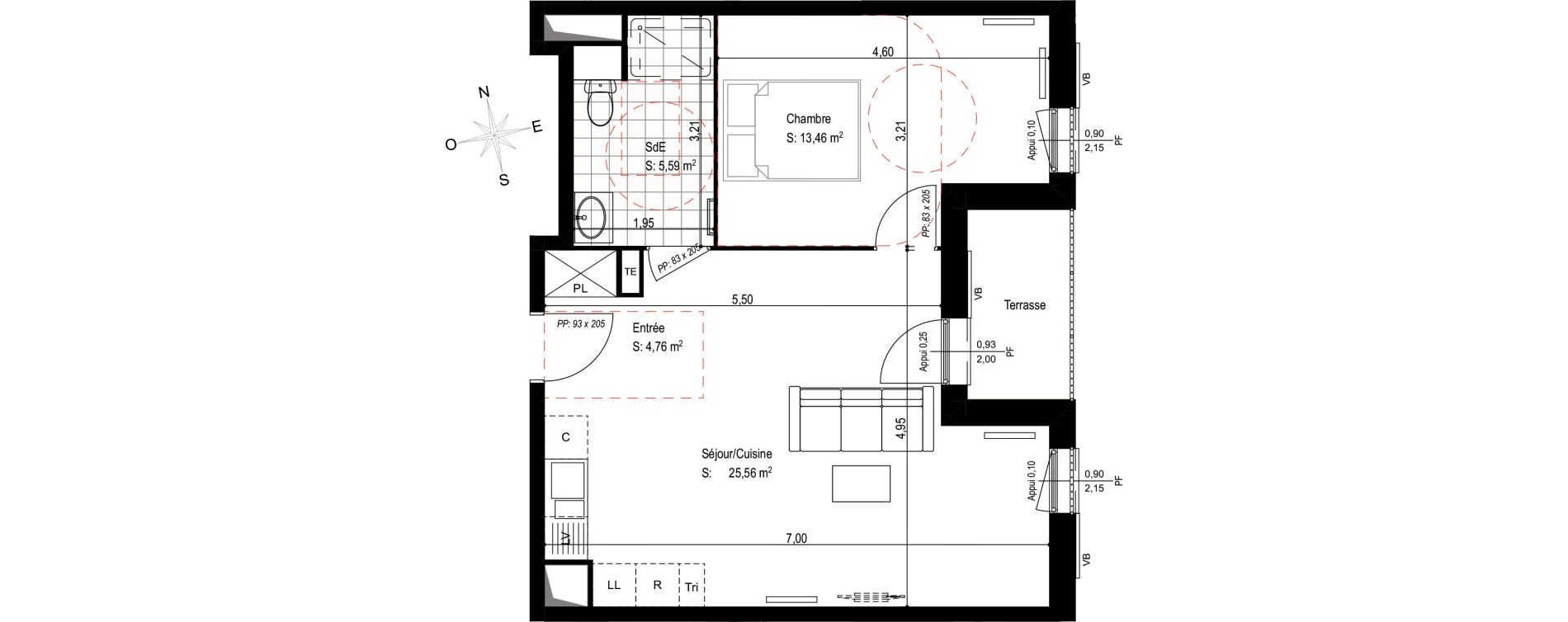 Appartement T2 de 49,37 m2 &agrave; Senlis Villevert