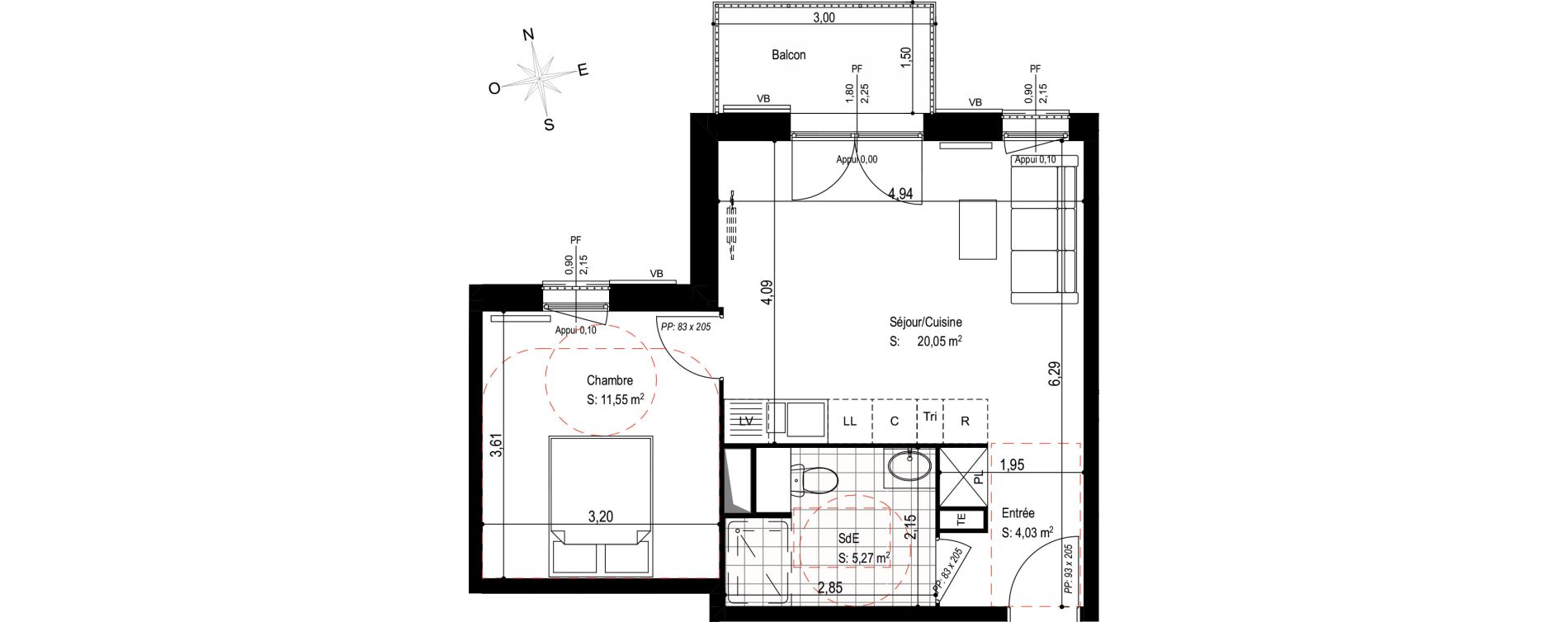 Appartement T2 de 40,90 m2 &agrave; Senlis Villevert