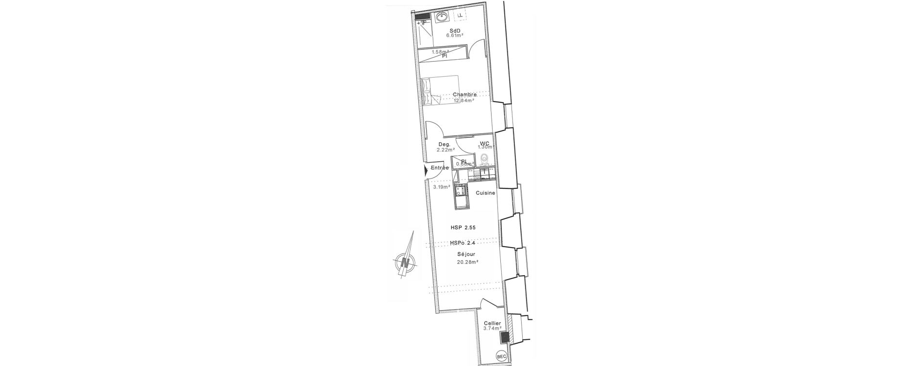 Appartement T2 de 52,42 m2 &agrave; Senlis Centre