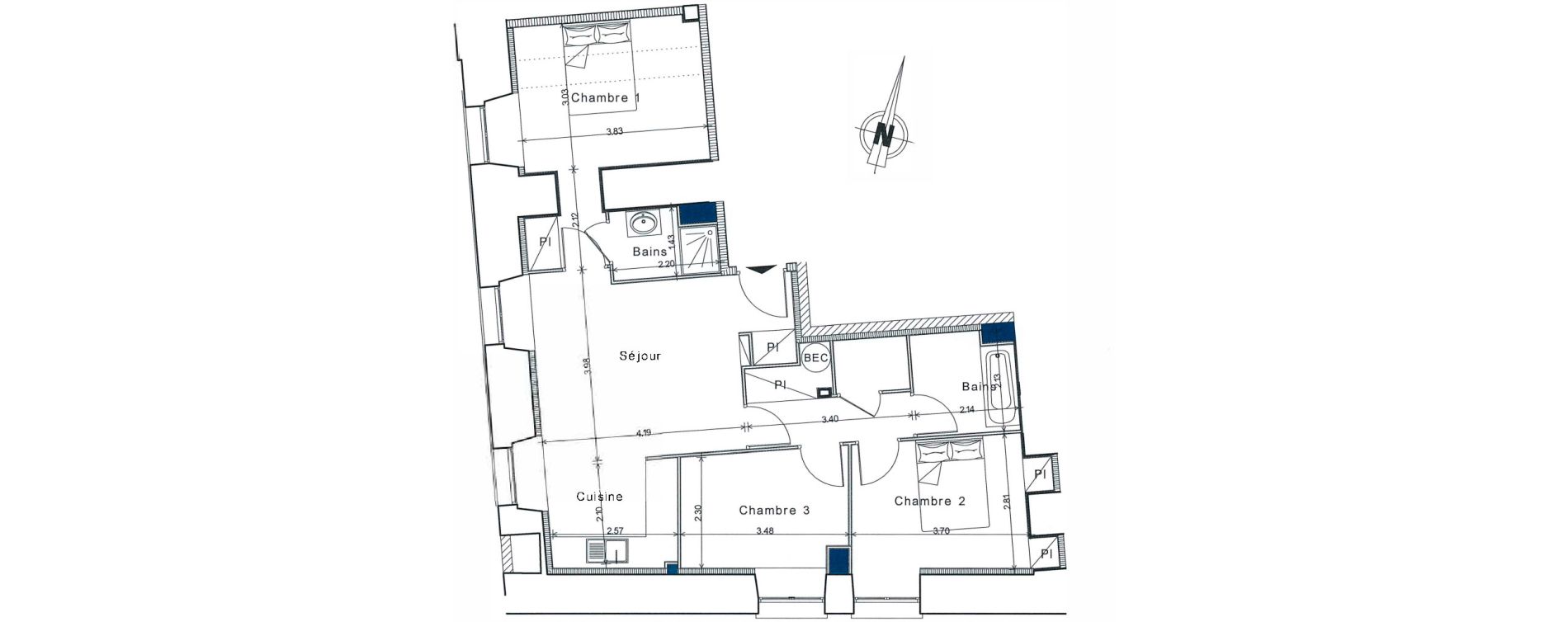 Appartement T4 de 70,15 m2 &agrave; Senlis Centre