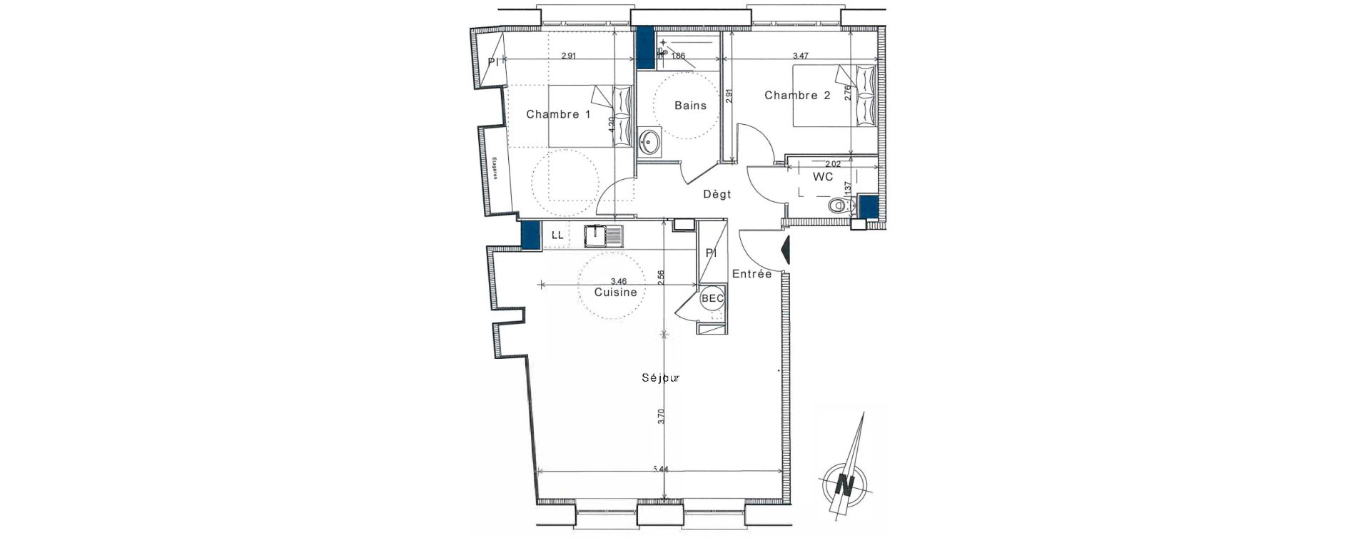 Appartement T3 de 71,10 m2 &agrave; Senlis Centre