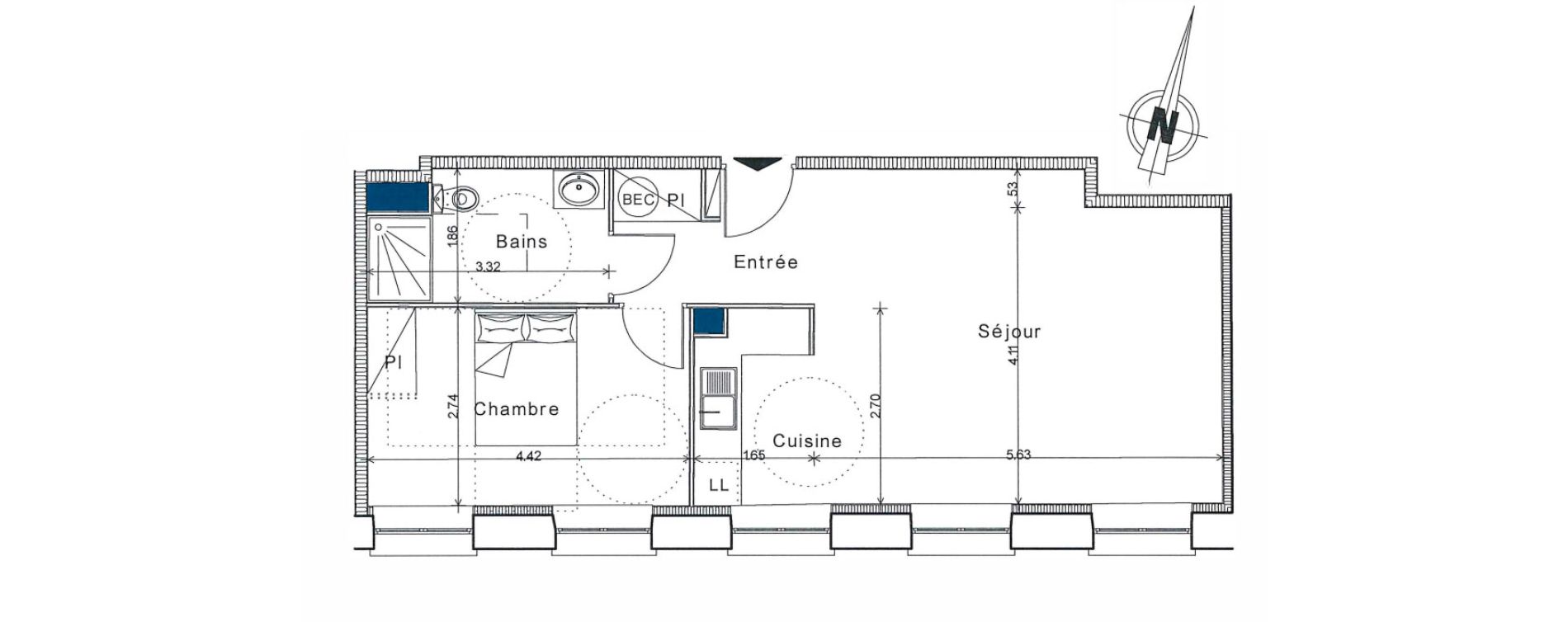 Appartement T2 de 51,80 m2 &agrave; Senlis Centre
