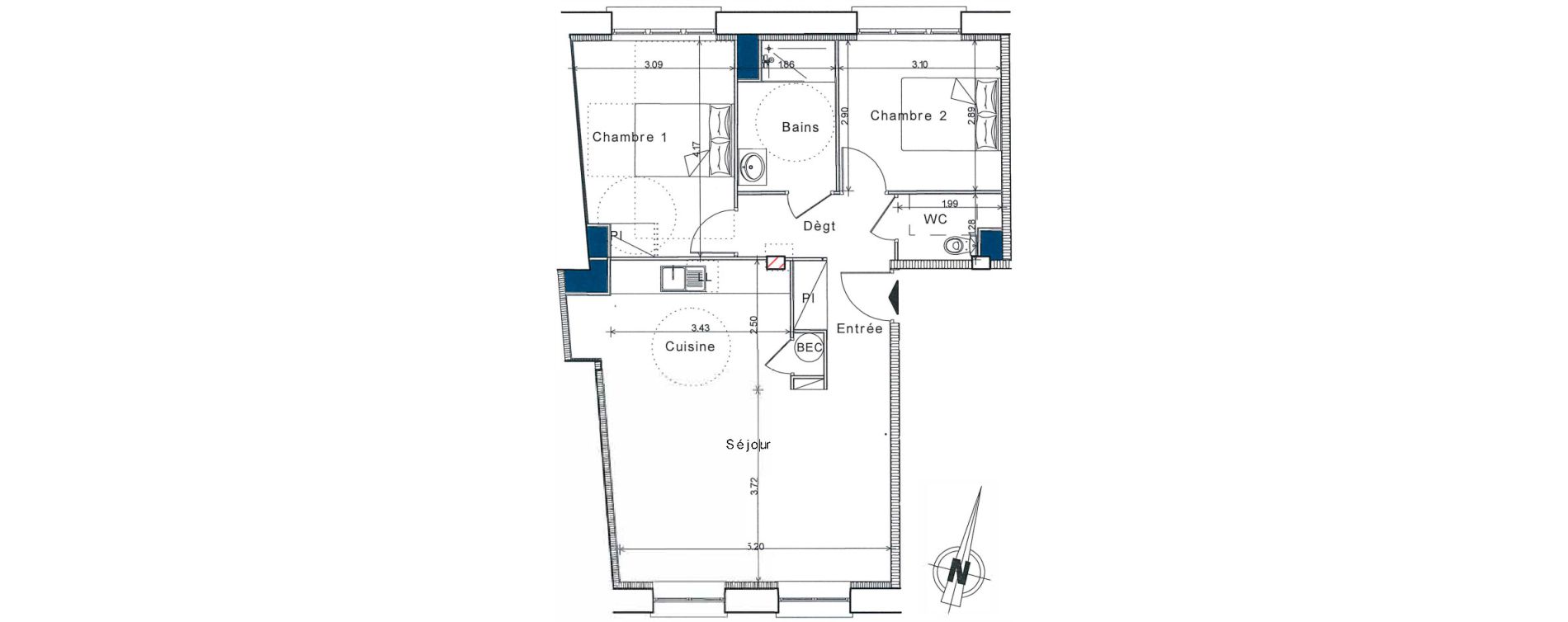 Appartement T3 de 65,85 m2 &agrave; Senlis Centre