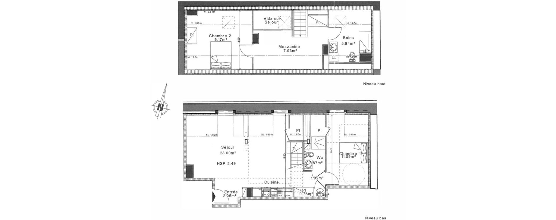 Duplex T3 de 69,74 m2 &agrave; Senlis Centre