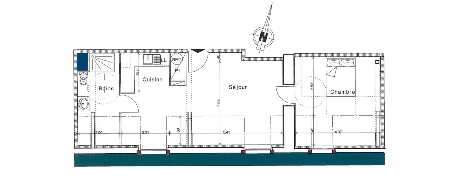 Appartement T2 de 40,40 m2 &agrave; Senlis Centre