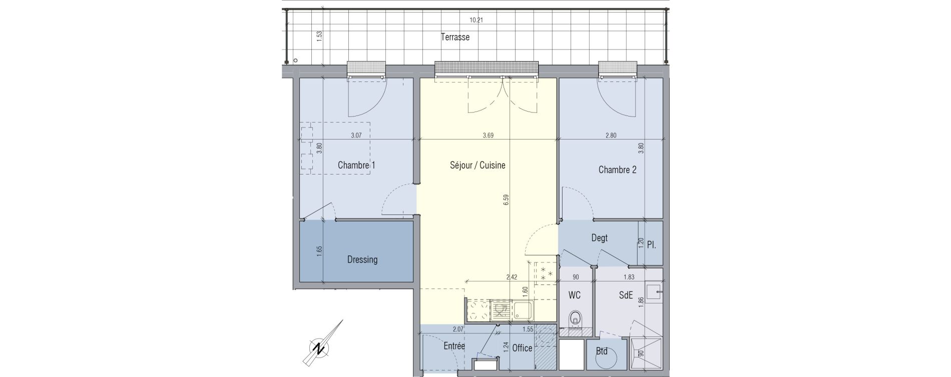 Appartement T3 de 66,06 m2 &agrave; Venette Centre