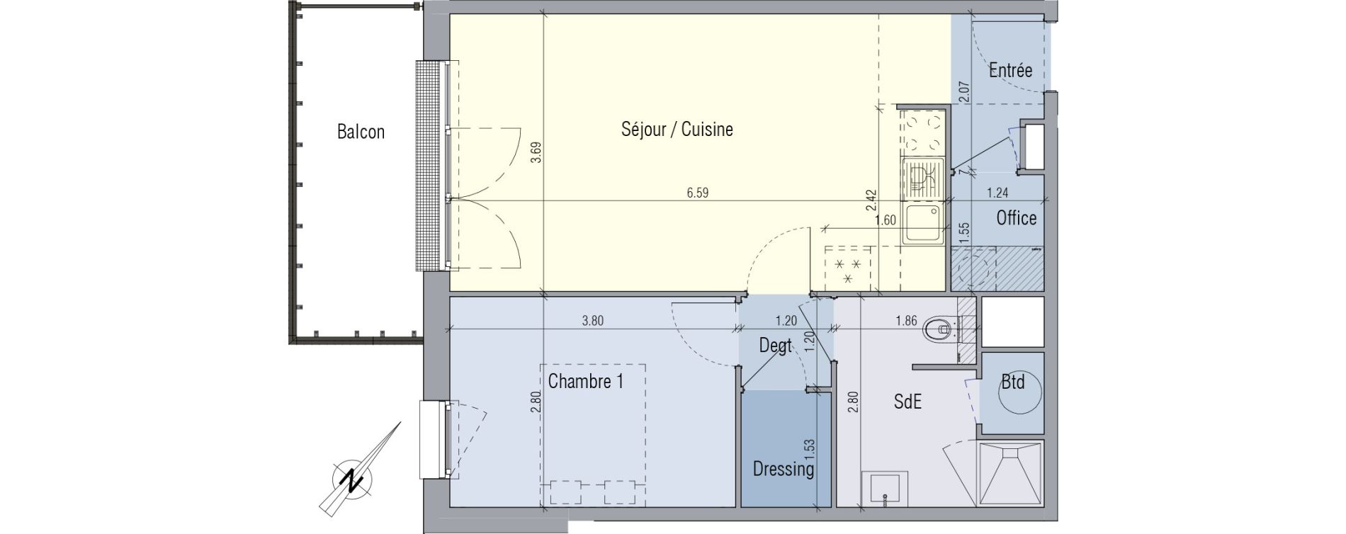 Appartement T2 de 49,41 m2 &agrave; Venette Centre
