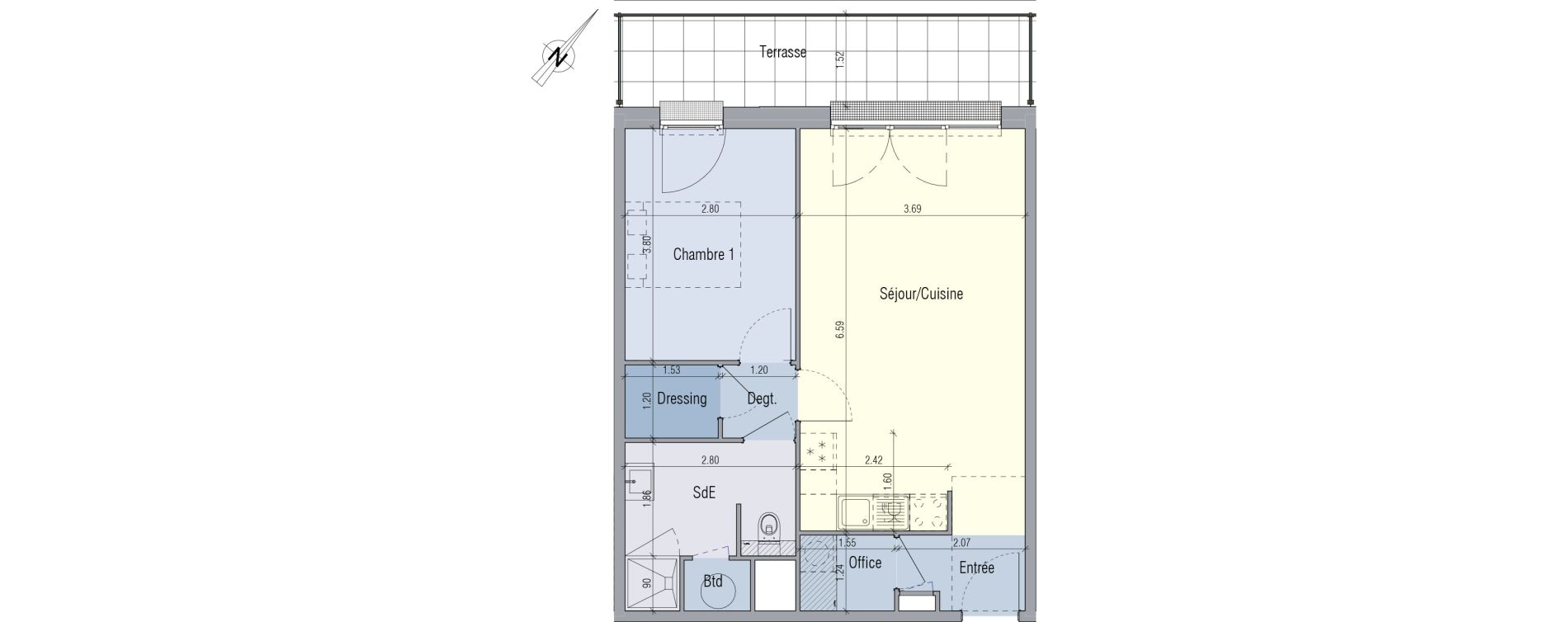 Appartement T2 de 49,41 m2 &agrave; Venette Centre