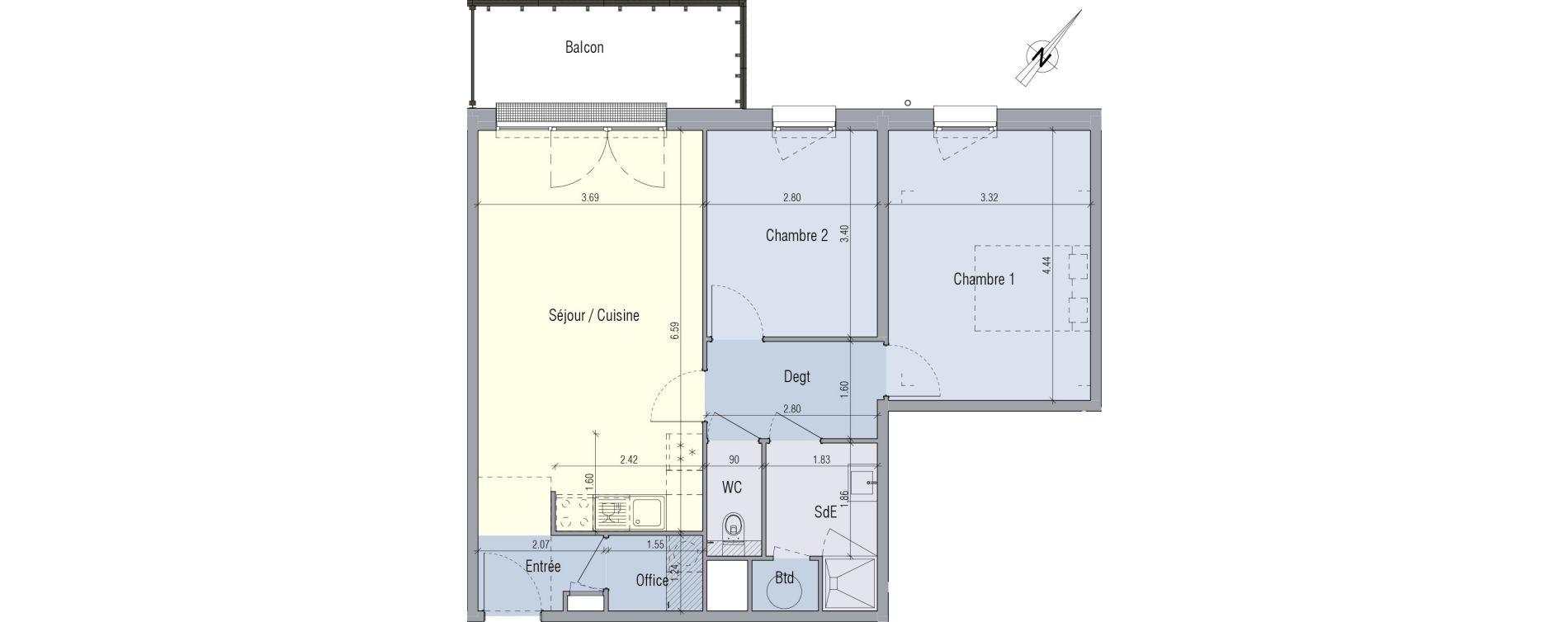 Appartement T3 de 64,26 m2 &agrave; Venette Centre