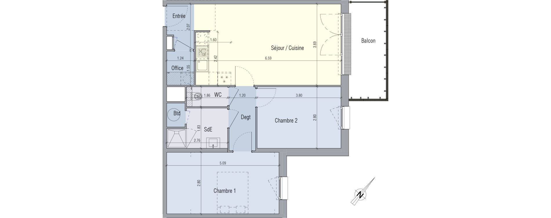 Appartement T3 de 63,79 m2 &agrave; Venette Centre