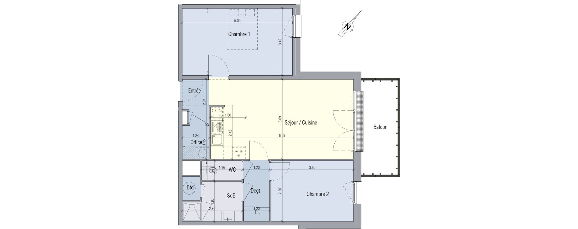 Appartement T3 de 65,11 m2 &agrave; Venette Centre