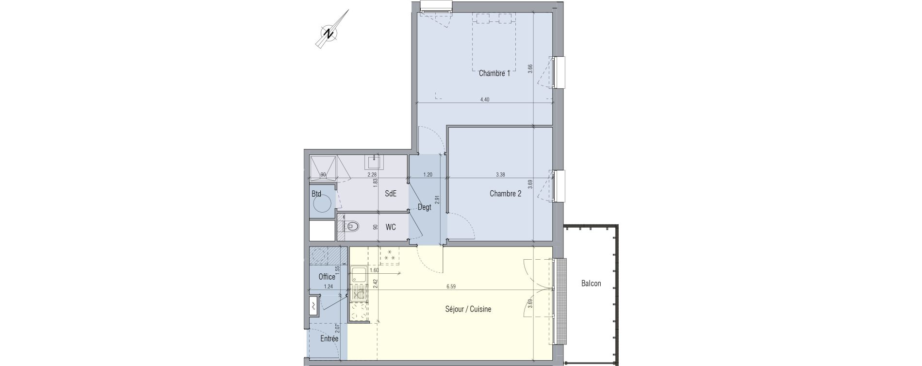 Appartement T3 de 69,46 m2 &agrave; Venette Centre