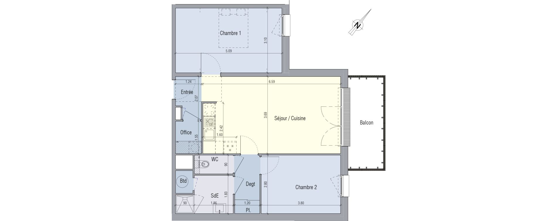 Appartement T3 de 65,11 m2 &agrave; Venette Centre