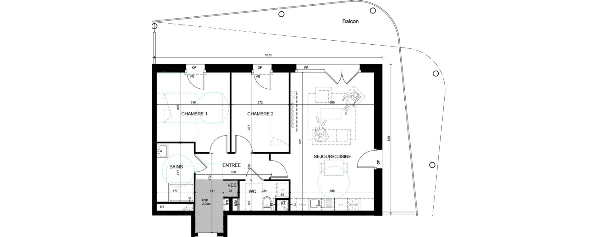 Appartement T3 de 65,16 m2 &agrave; Arques Centre
