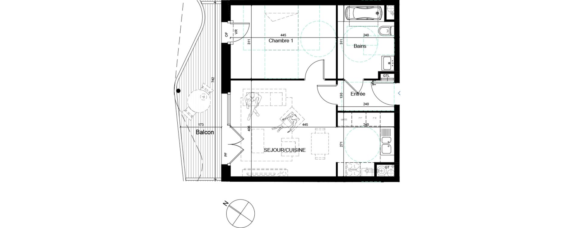 Appartement T2 de 48,04 m2 &agrave; Arques Centre