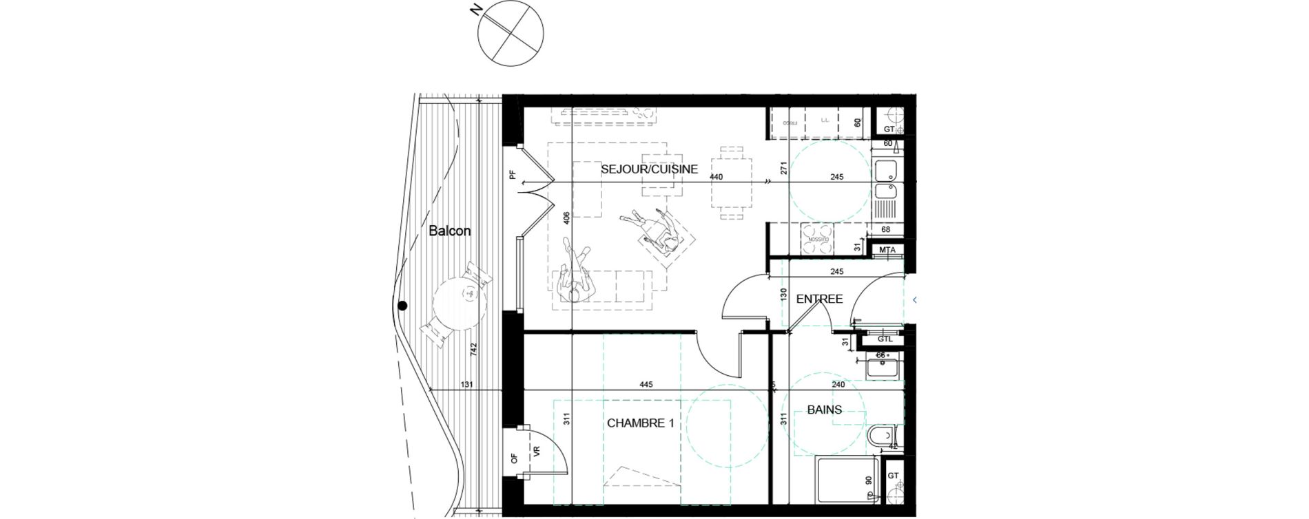 Appartement T2 de 47,82 m2 &agrave; Arques Centre