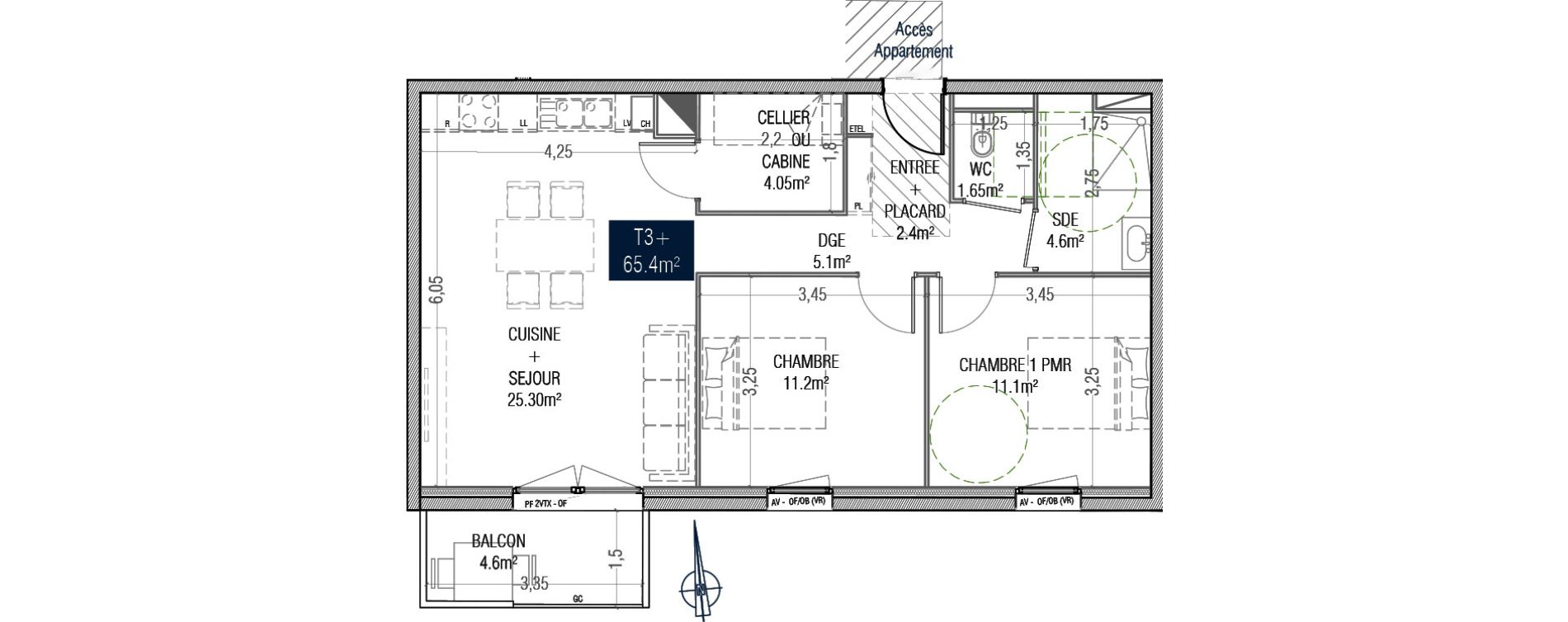 Appartement T3 de 65,40 m2 &agrave; Arques Centre