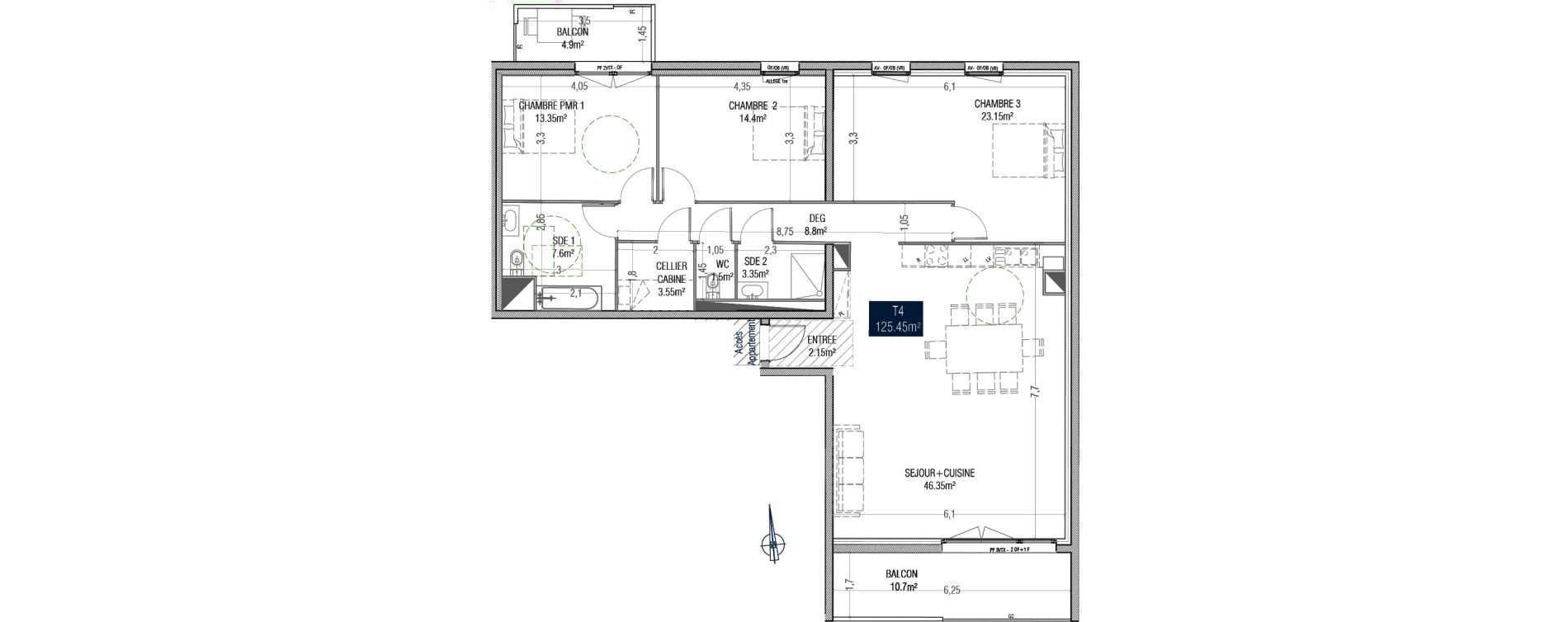 Appartement T4 de 125,45 m2 &agrave; Arques Centre