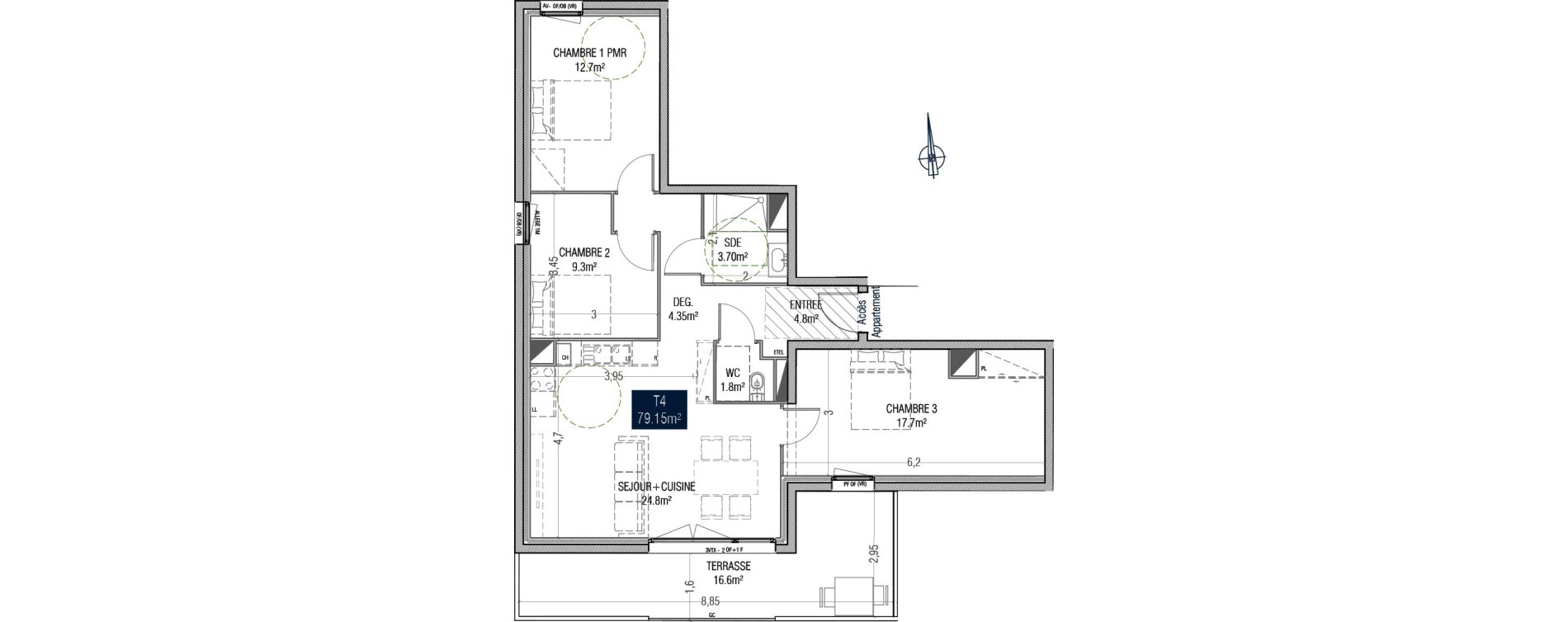 Appartement T4 de 79,15 m2 &agrave; Arques Centre