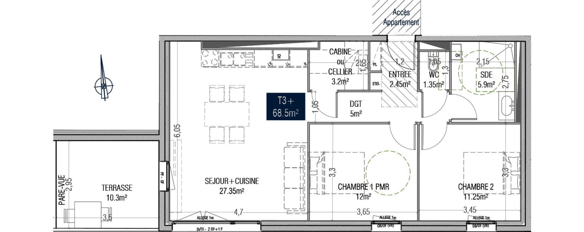 Appartement T3 de 68,50 m2 &agrave; Arques Centre