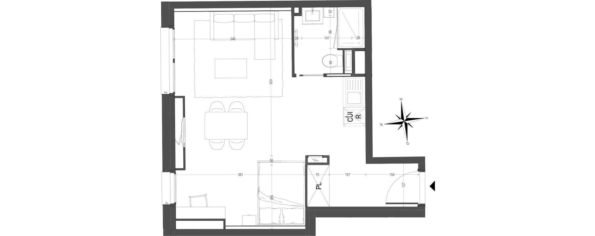 Appartement T1 de 35,80 m2 &agrave; Arras Centre
