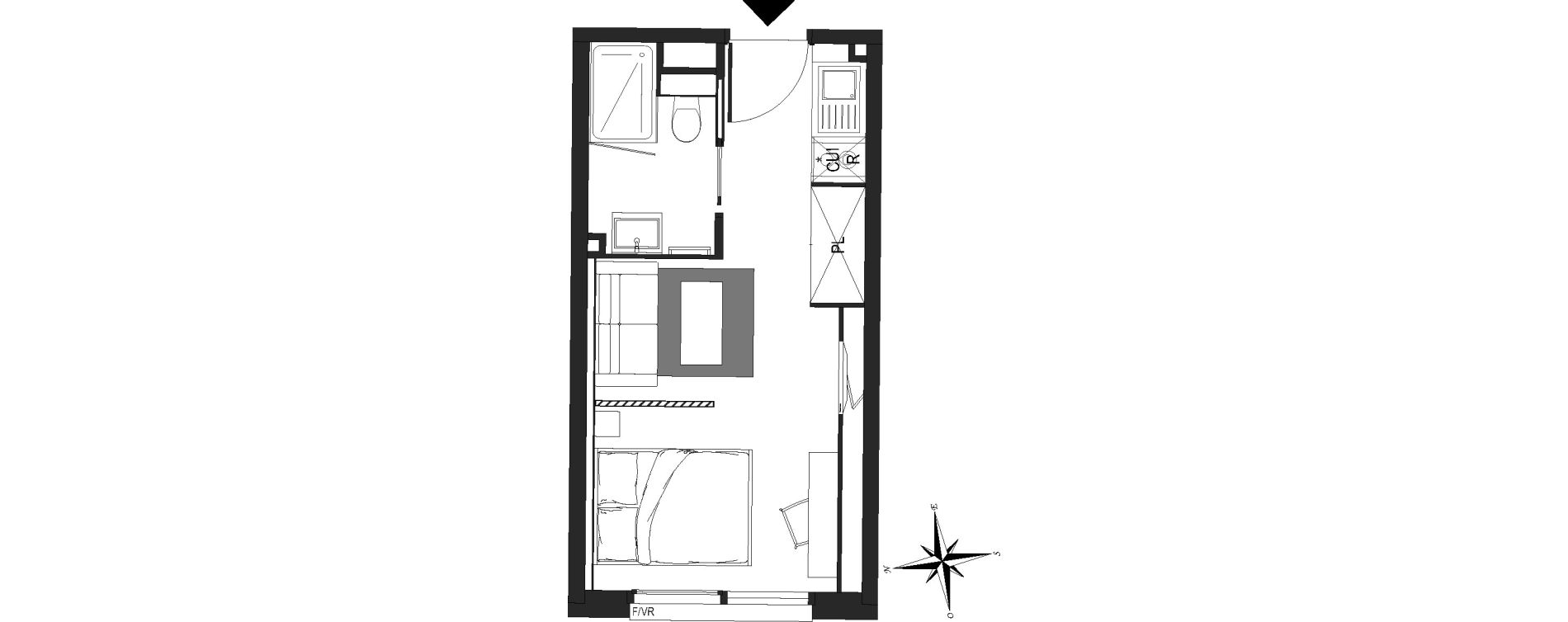 Appartement T1 meubl&eacute; de 20,64 m2 &agrave; Arras Centre