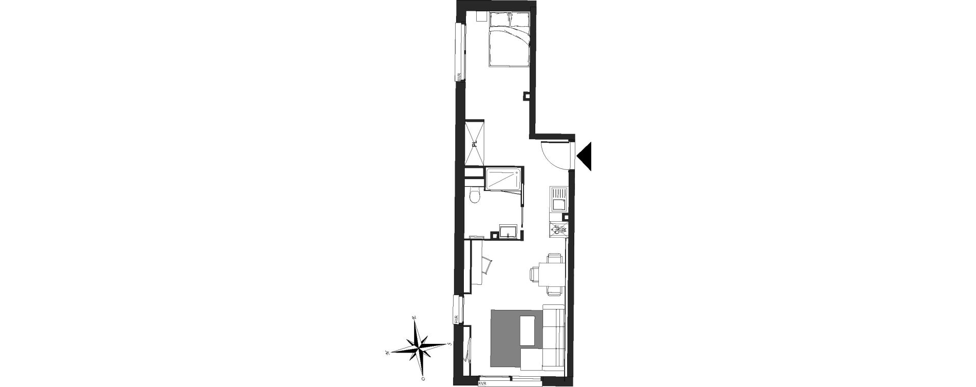 Appartement T1 meubl&eacute; de 36,90 m2 &agrave; Arras Centre