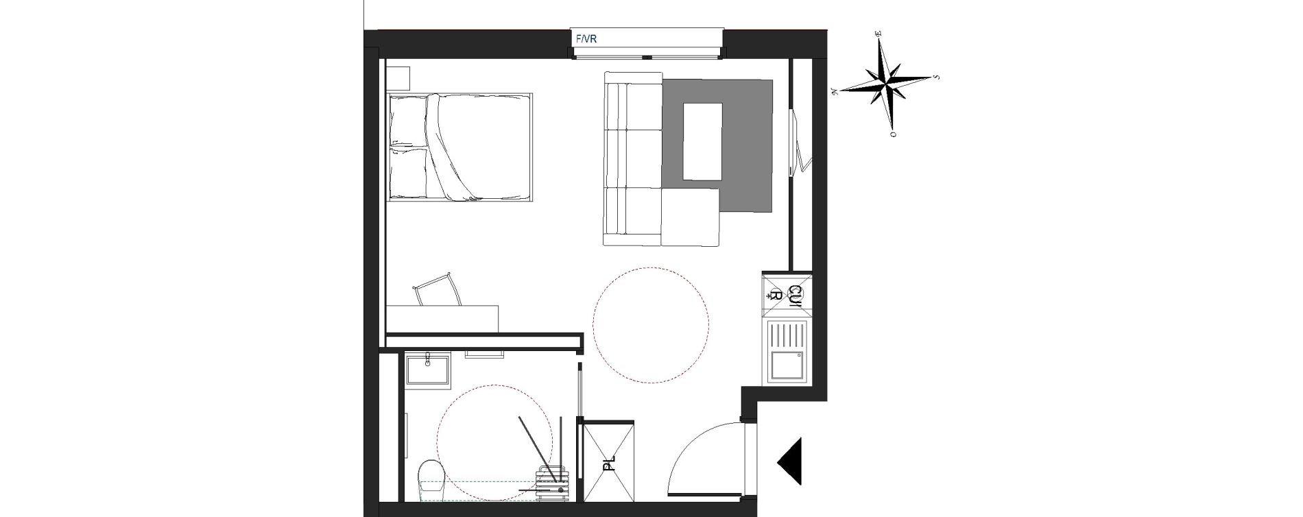Appartement T1 meubl&eacute; de 29,52 m2 &agrave; Arras Centre