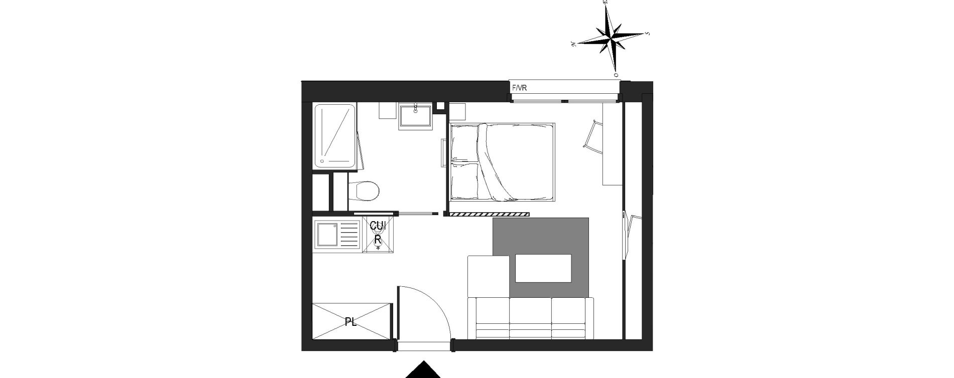 Appartement T1 meubl&eacute; de 24,34 m2 &agrave; Arras Centre