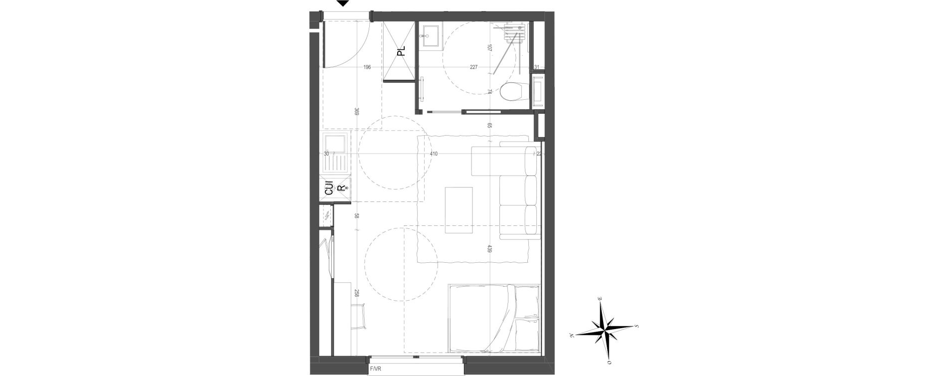 Appartement T1 meubl&eacute; de 30,18 m2 &agrave; Arras Centre