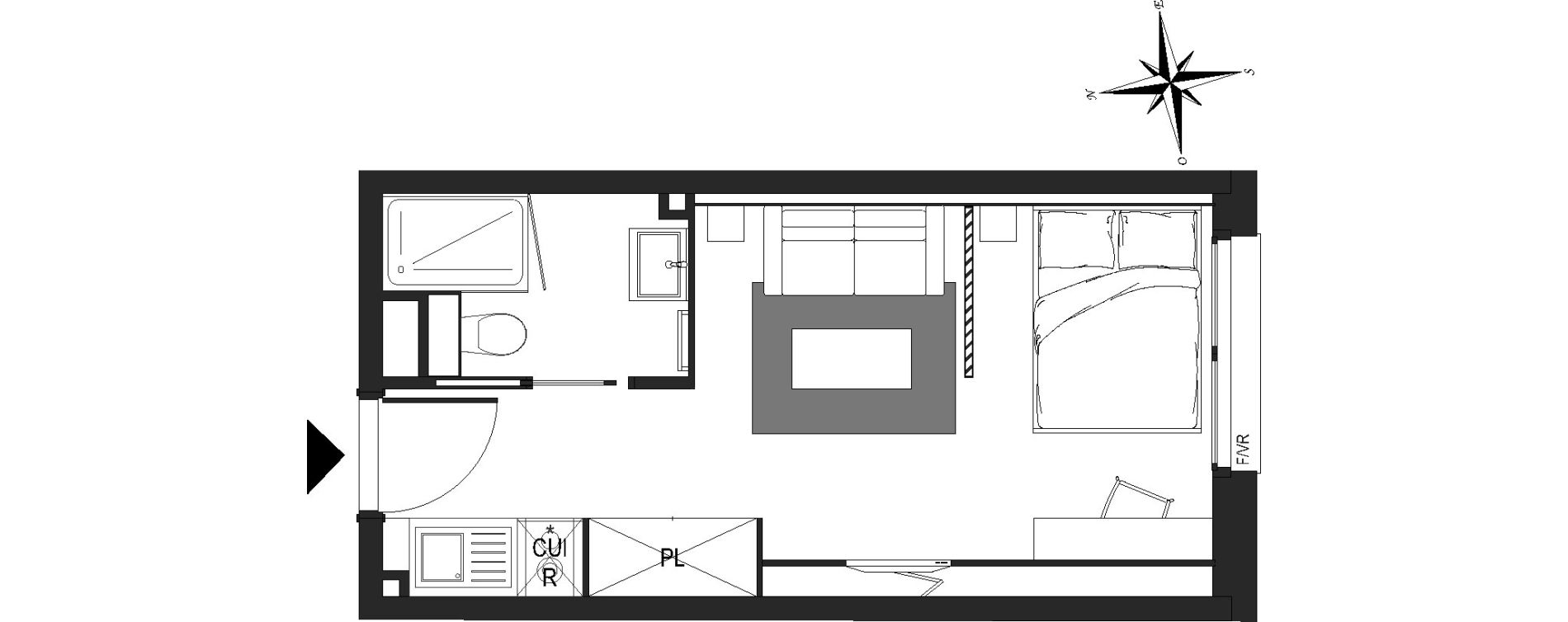 Appartement T1 de 21,99 m2 &agrave; Arras Centre