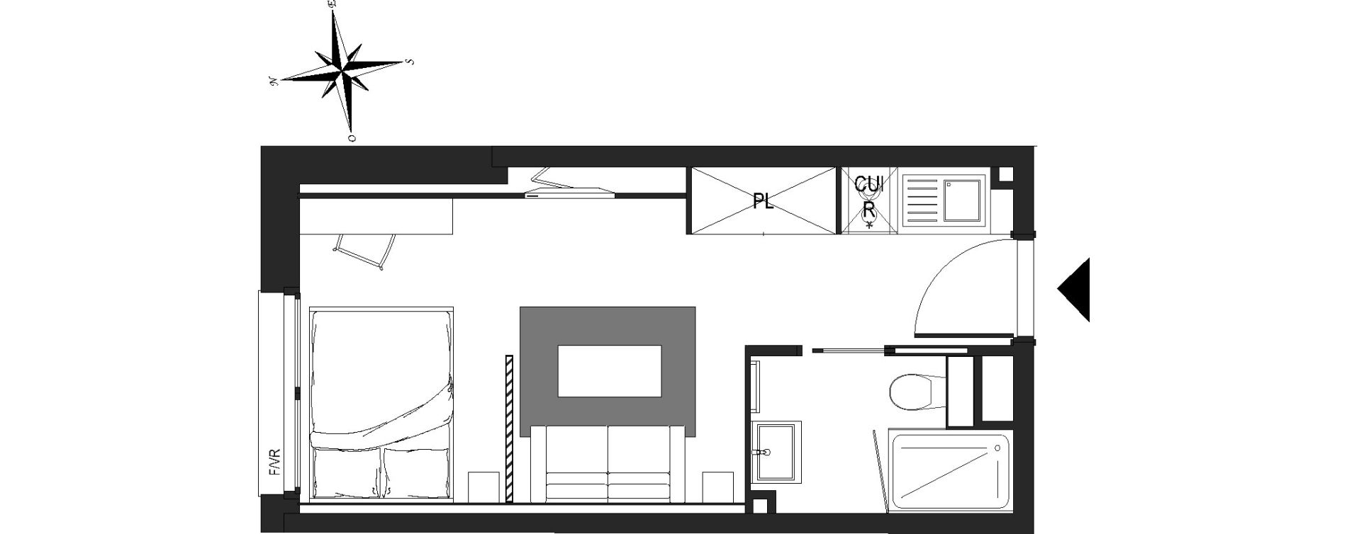 Appartement T1 meubl&eacute; de 21,64 m2 &agrave; Arras Centre