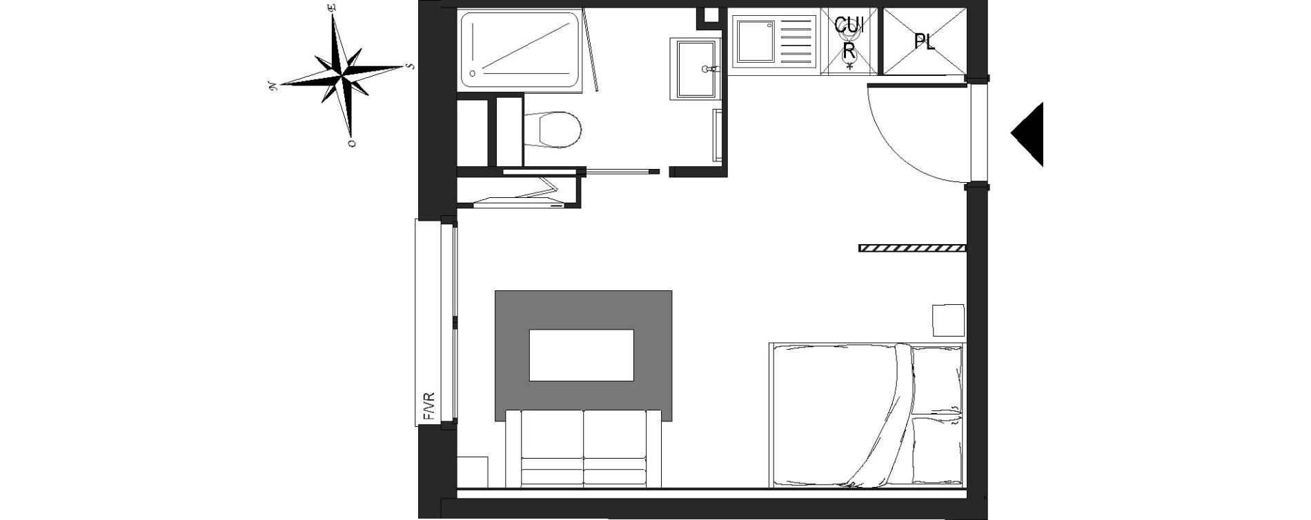 Appartement T1 meubl&eacute; de 21,79 m2 &agrave; Arras Centre