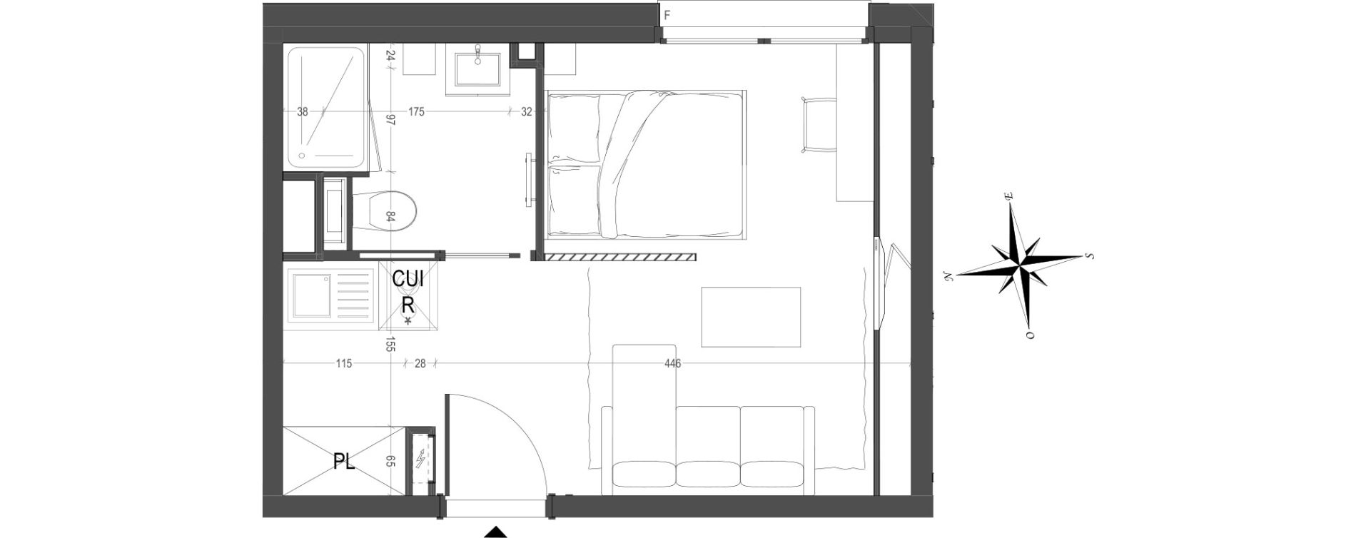 Appartement T1 de 24,07 m2 &agrave; Arras Centre