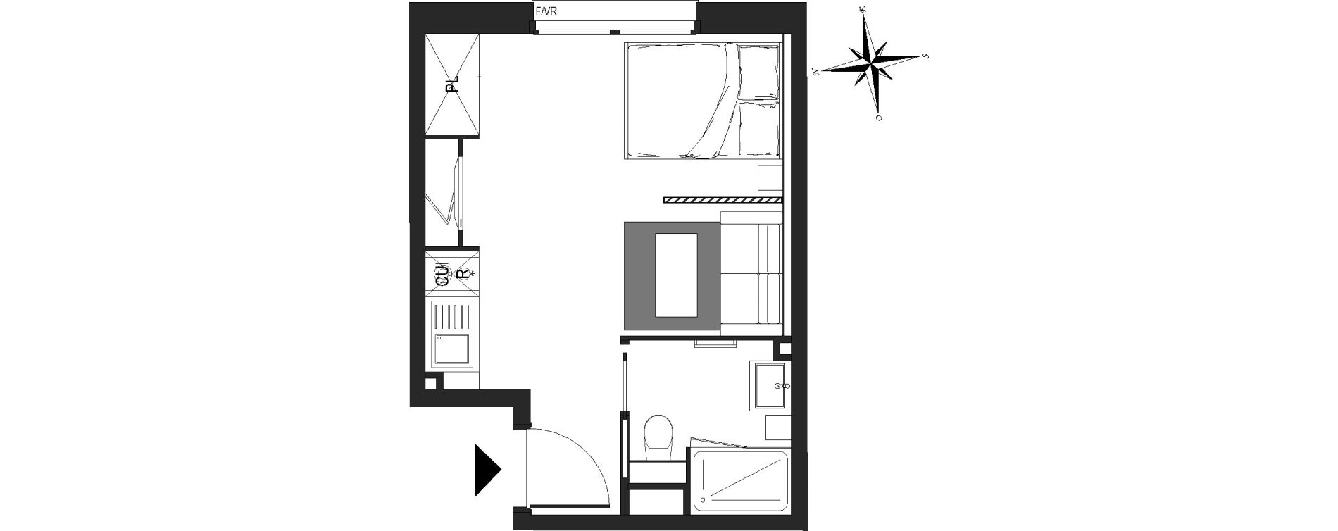 Appartement T1 meubl&eacute; de 22,24 m2 &agrave; Arras Centre
