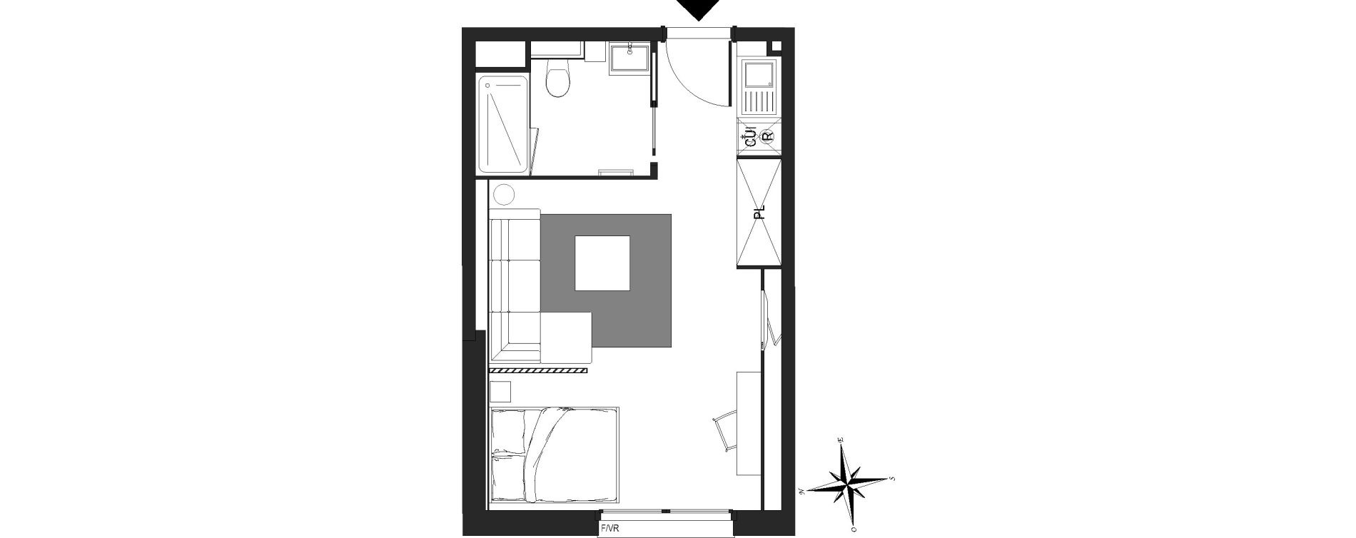 Appartement T1 meubl&eacute; de 28,89 m2 &agrave; Arras Centre