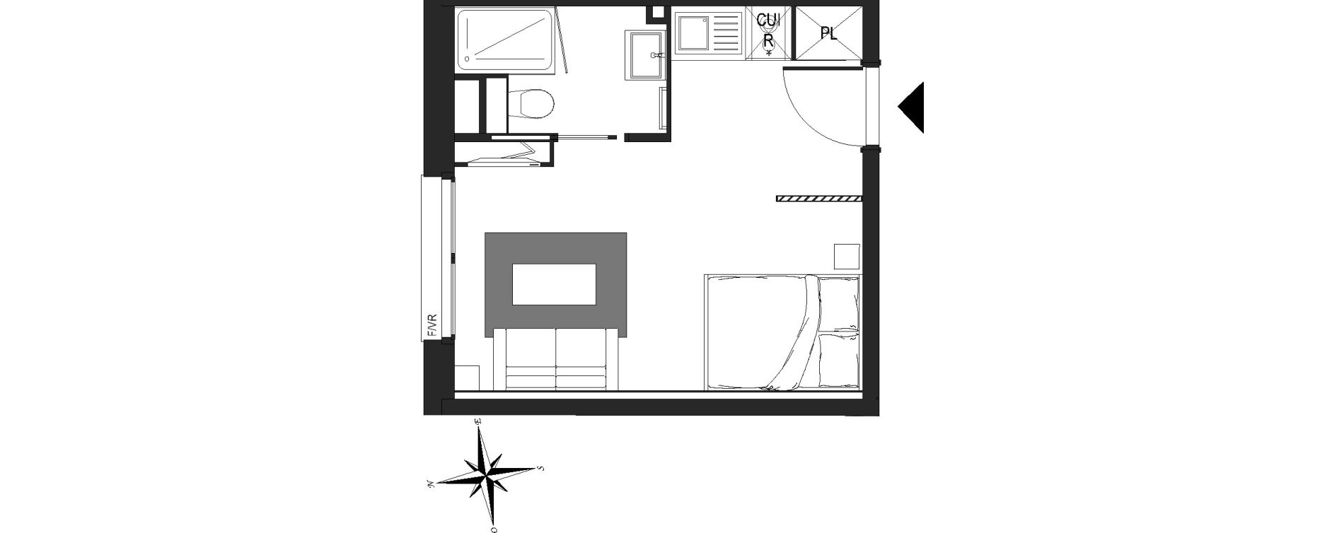 Appartement T1 meubl&eacute; de 21,79 m2 &agrave; Arras Centre