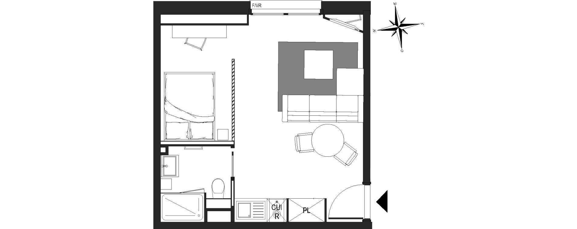 Appartement T1 meubl&eacute; de 31,15 m2 &agrave; Arras Centre