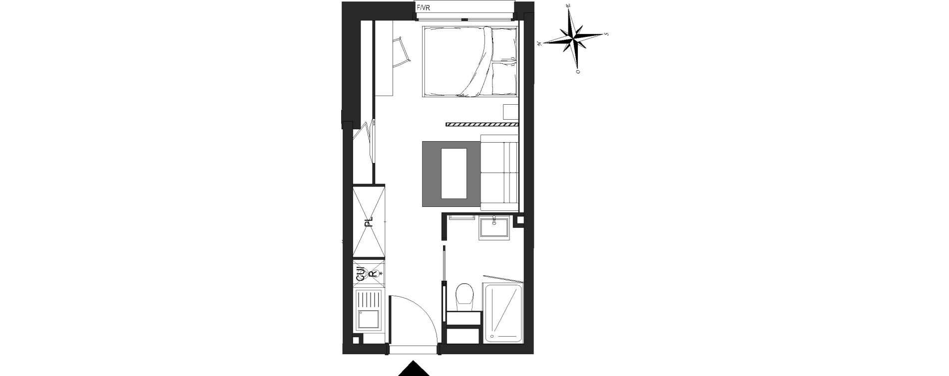 Appartement T1 meubl&eacute; de 19,94 m2 &agrave; Arras Centre