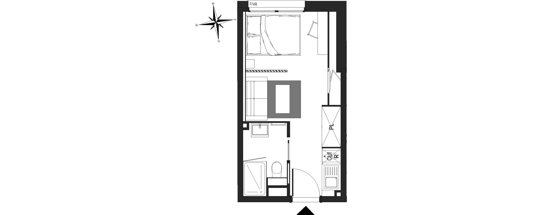 Appartement T1 meubl&eacute; de 20,00 m2 &agrave; Arras Centre