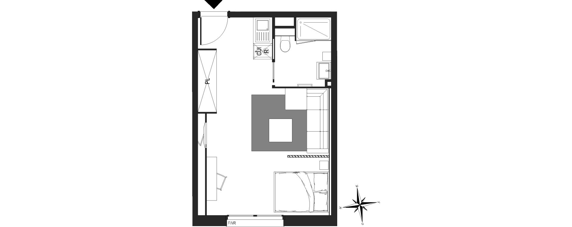Appartement T1 meubl&eacute; de 30,34 m2 &agrave; Arras Centre