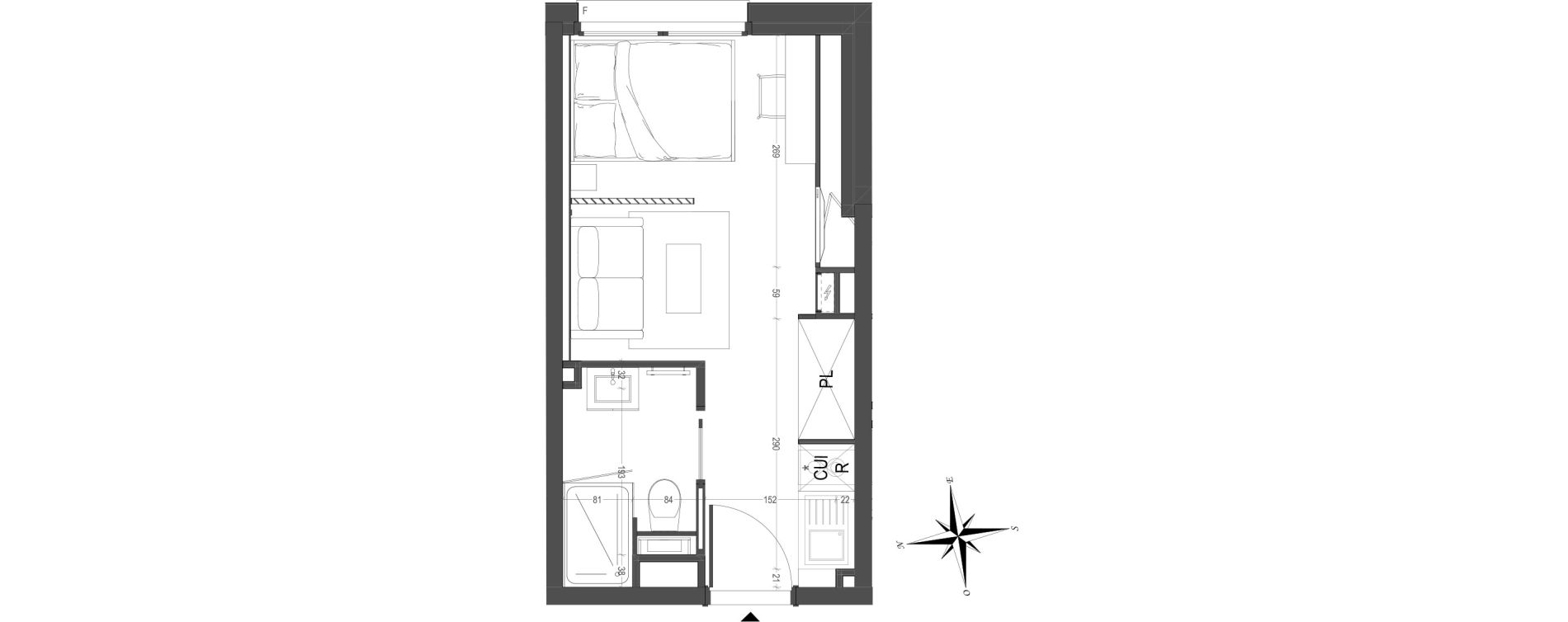 Appartement T1 meubl&eacute; de 20,00 m2 &agrave; Arras Centre