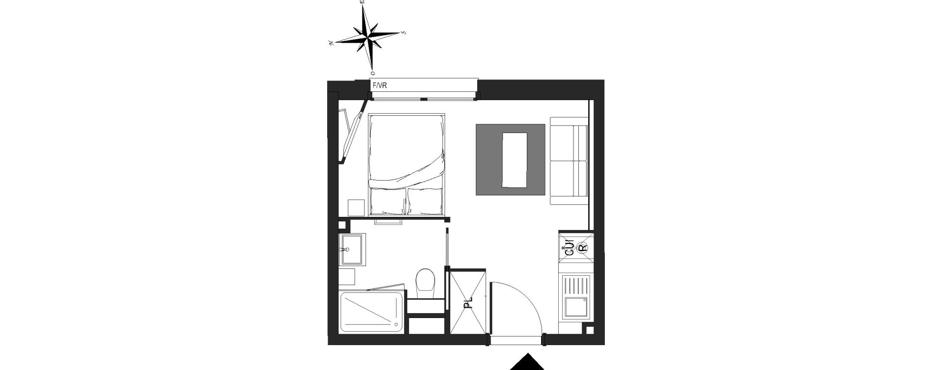 Appartement T1 meubl&eacute; de 18,87 m2 &agrave; Arras Centre